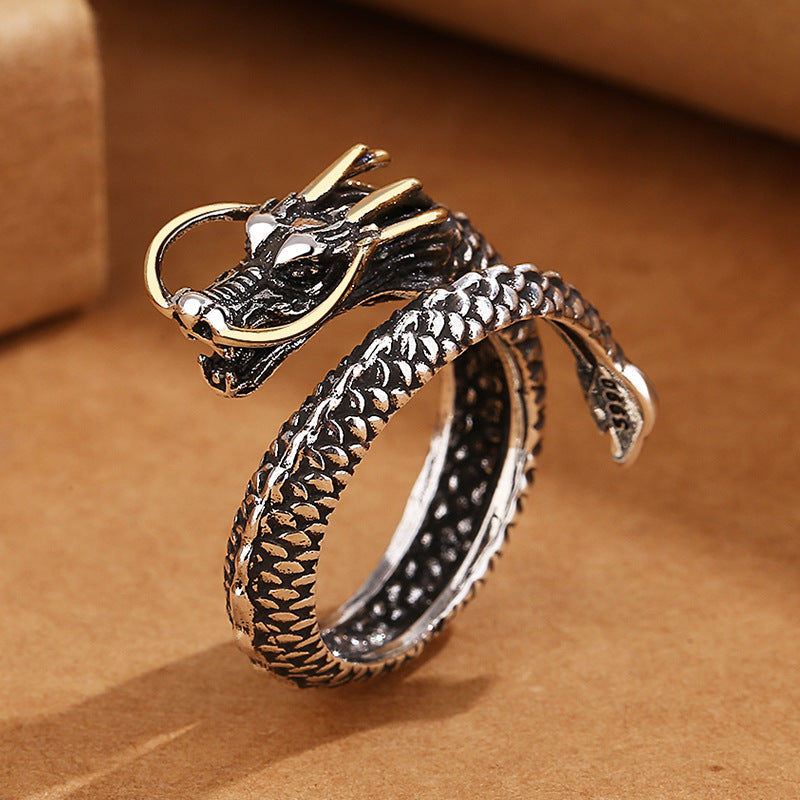 Chinese Dragon Ring | Adjustable Antique Brass Zodiac Ring