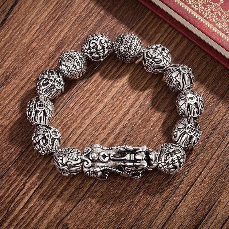 Silver-Tone Pixiu Bracelet | Chinese Feng Shui Bracelet