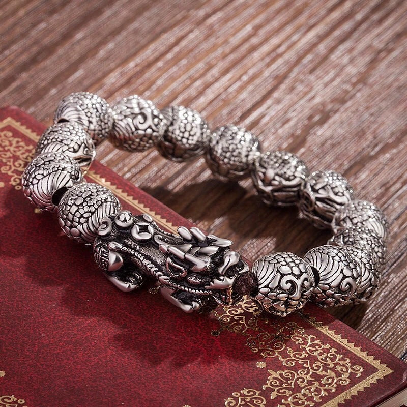 Silver-Tone Pixiu Bracelet | Chinese Feng Shui Bracelet