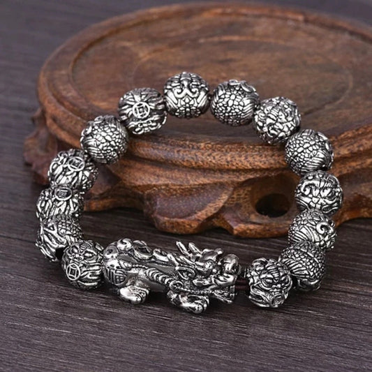 Silver-Tone Pixiu Bracelet | Chinese Feng Shui Bracelet