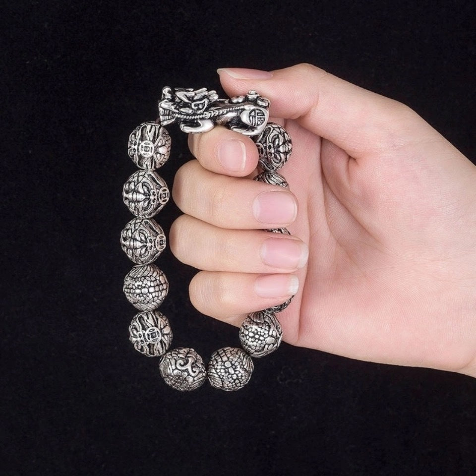 Silver-Tone Pixiu Bracelet | Chinese Feng Shui Bracelet