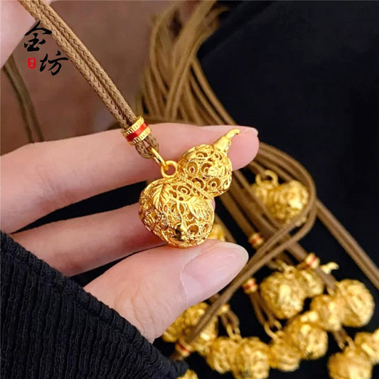 Chinese Gourd (Hulu) Filigree Pendant Necklace