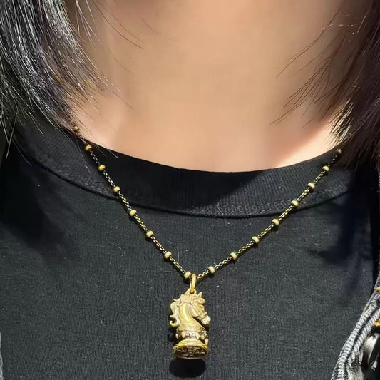 Chinese Zodiac Horse Necklace | Vintage Copper Pendant