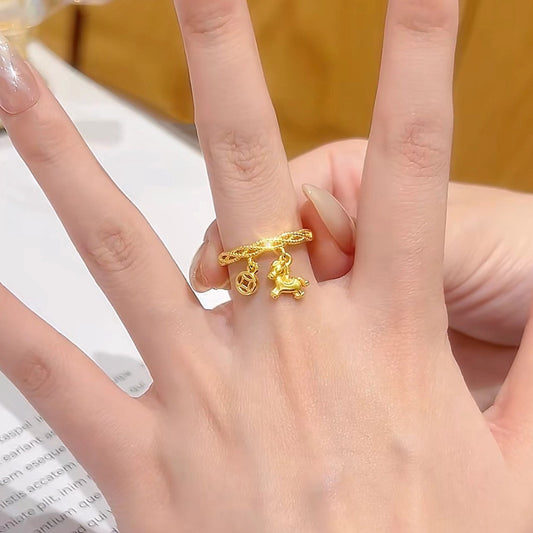 Chinese Zodiac Horse Ring | Adjustable Gold Lucky Ring