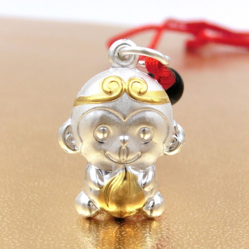 Chinese Zodiac Monkey Pendant Necklace | Silver-Tone Jewelry