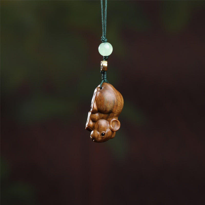 Chinese Zodiac Rat Wooden Keychain | Lucky Rat Charm