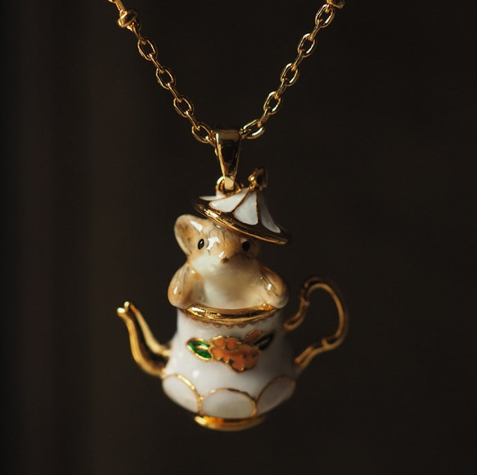 Chipmunk Pendant Necklace | Brass Animal Charm Jewelry
