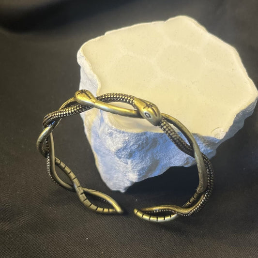 Double Snake Bracelet | Vintage Gold Serpent Cuff