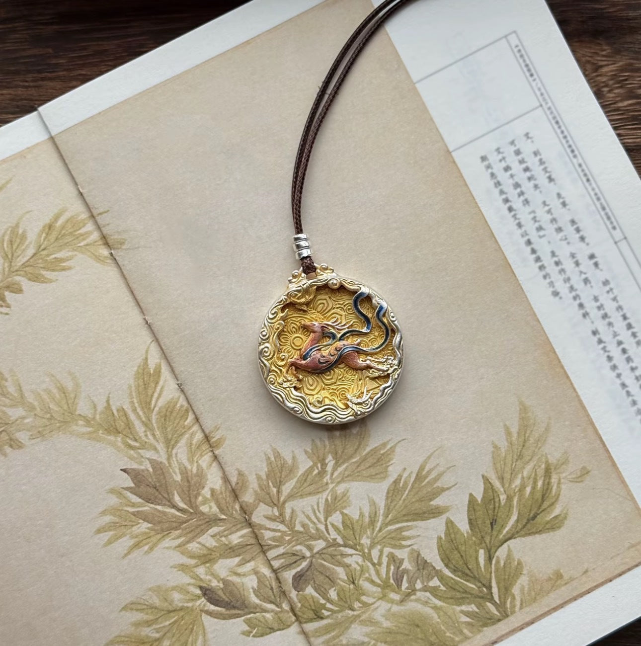 Dunhuang Nine Colored Deer Enamel Pendant Necklace