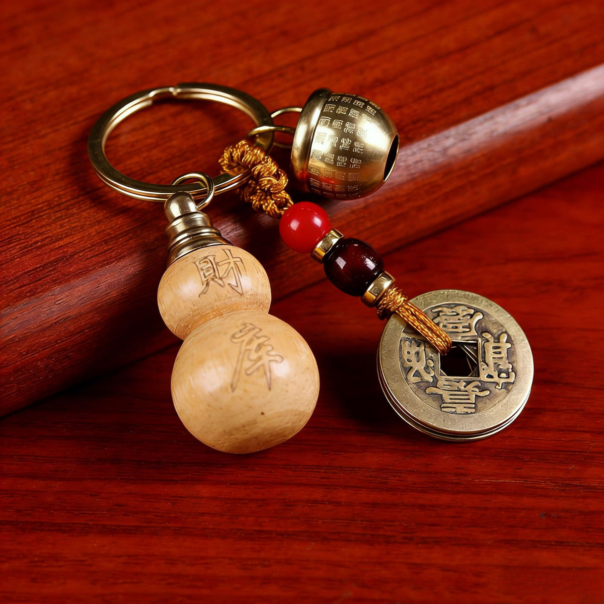 Five Emperor Coins Keychain | Feng Shui Hulu Gourd Lucky Charm