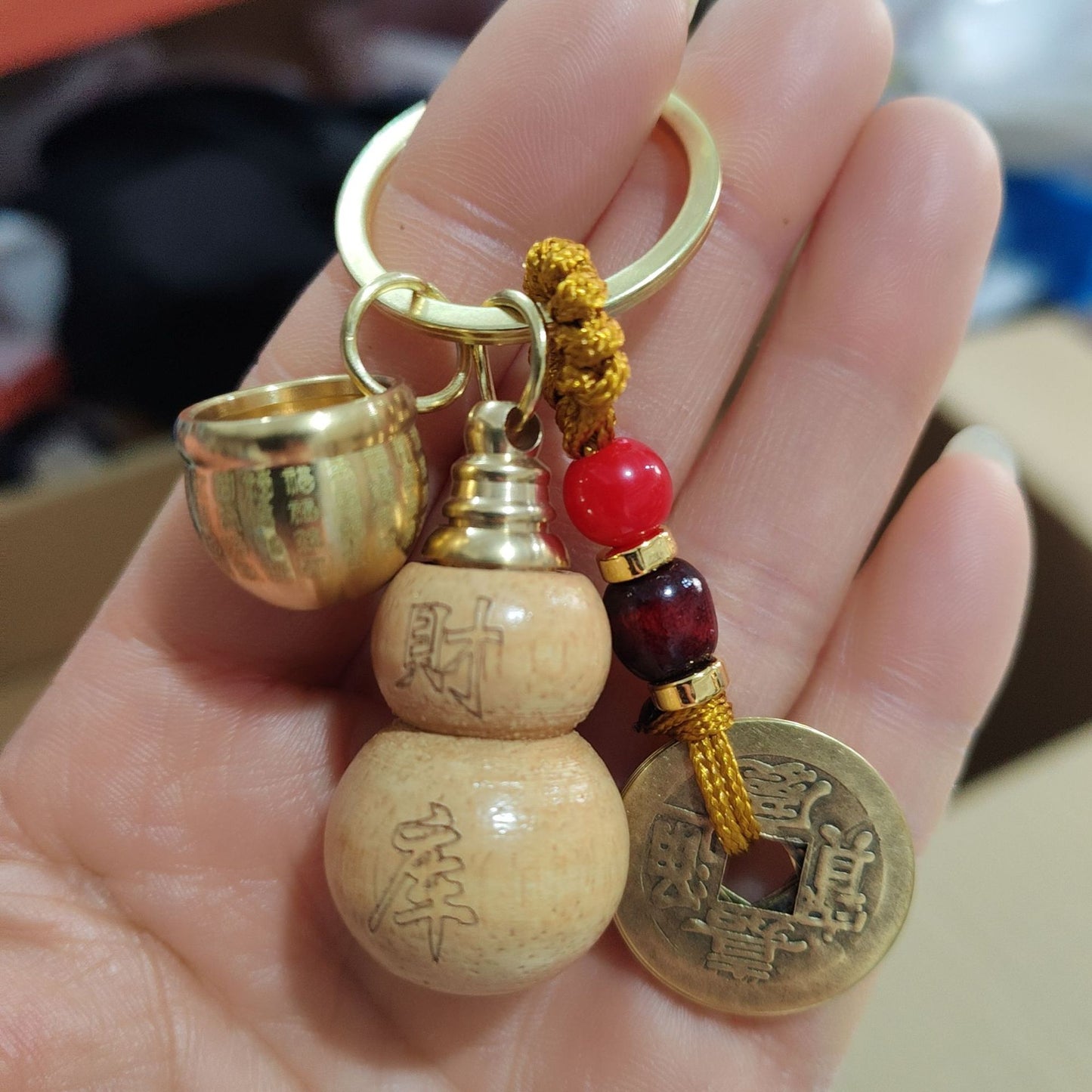 Five Emperor Coins Keychain | Feng Shui Hulu Gourd Lucky Charm