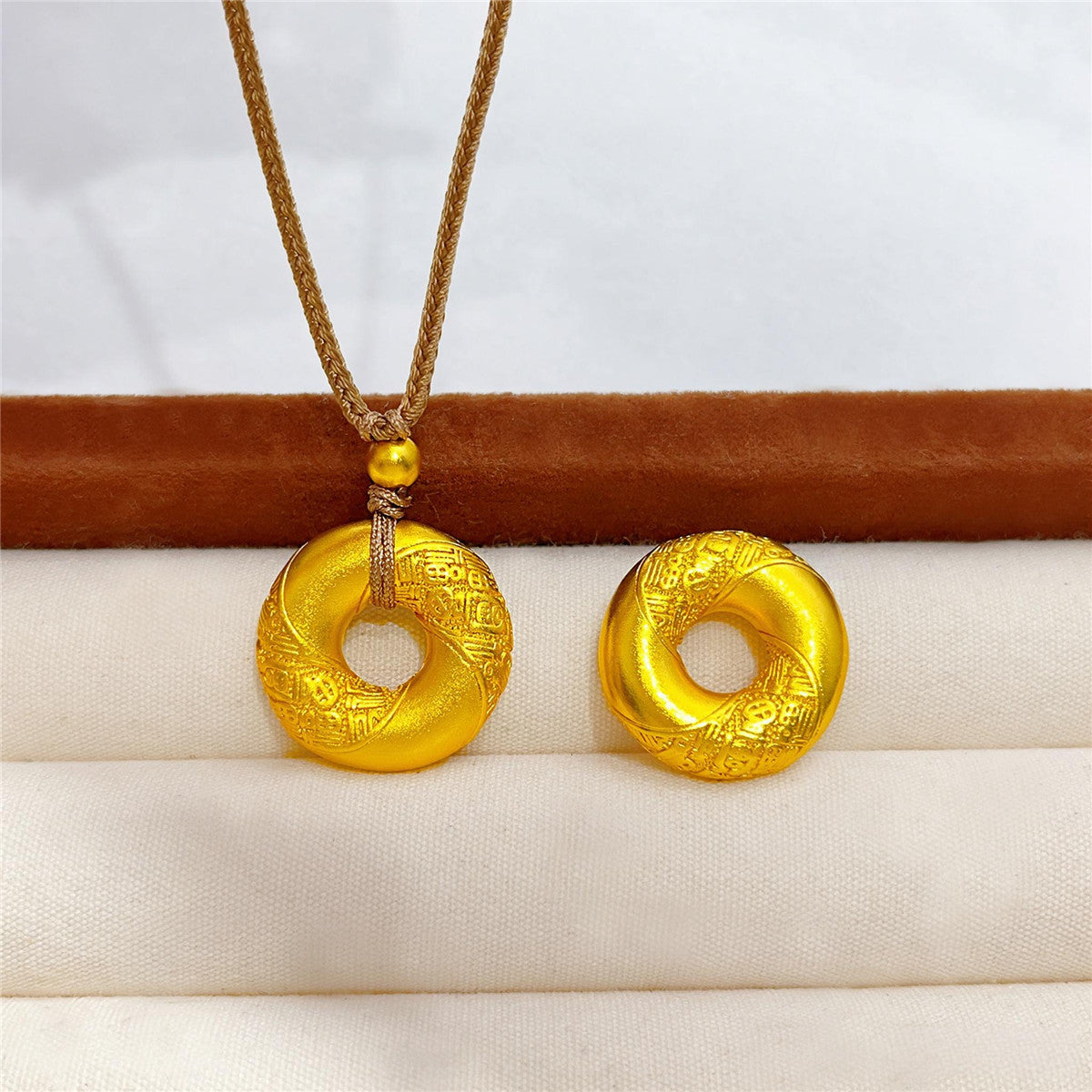 Gold-Plated Fu Ping An Kou Pendant Necklace