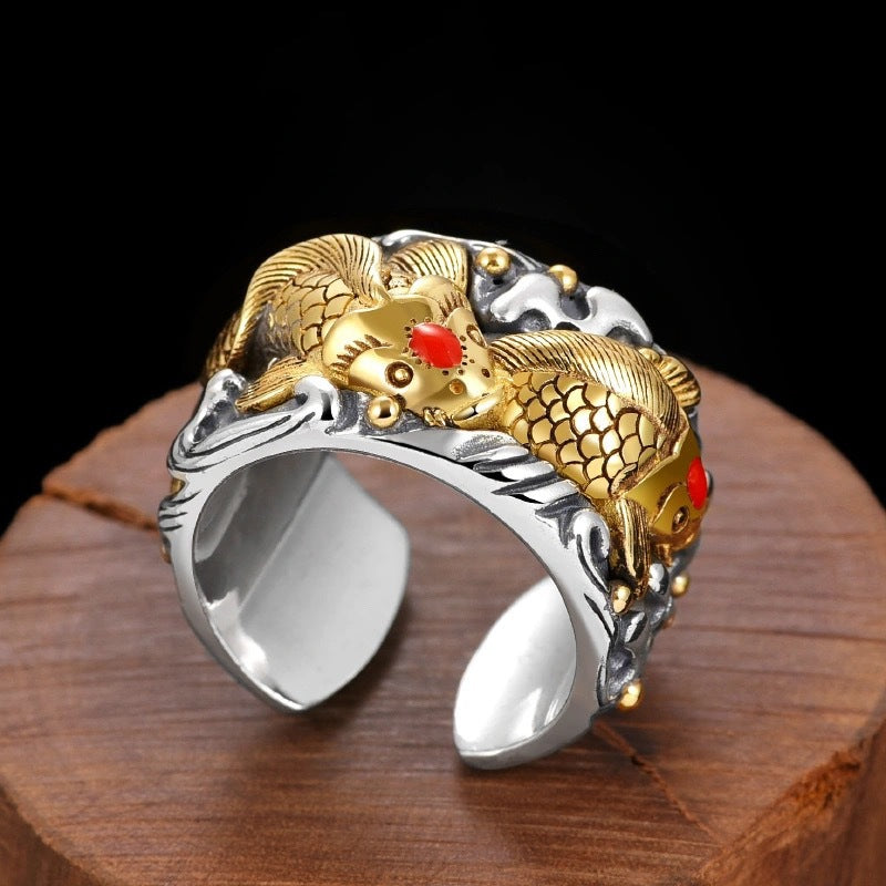 Gold Koi Fish Ring | Adjustable Lucky Charm Ring