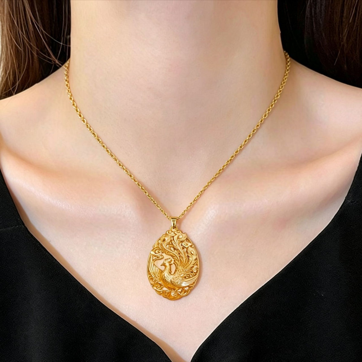 Gold Phoenix Pendant Necklace | Chinese-Inspired Jewelry