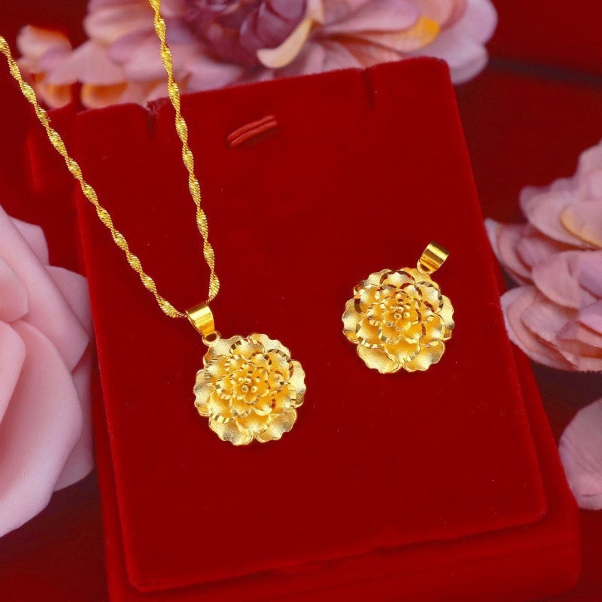 Gold Peony Pendant Necklace | Chinese-Inspired Jewelry