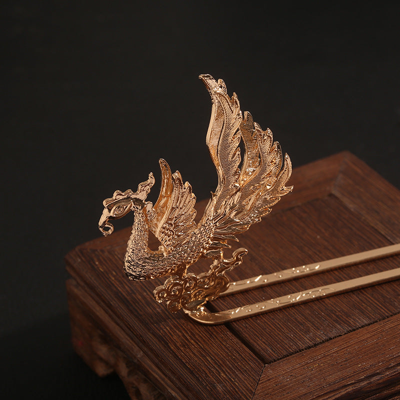 Phoenix Hair Stick – Gold-Tone Chinese Fenghuang Hairpin