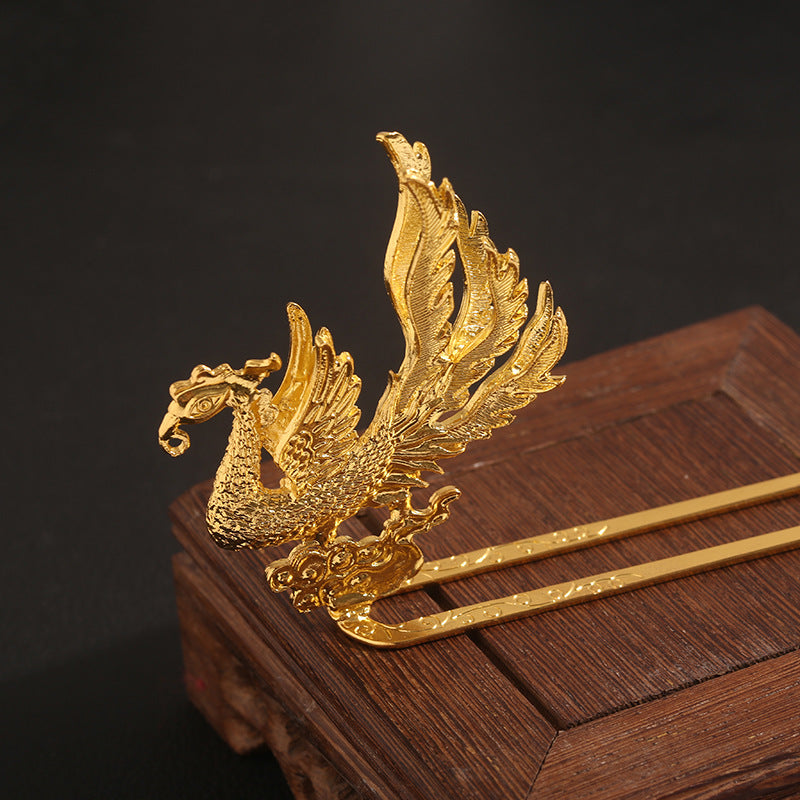Phoenix Hair Stick – Gold-Tone Chinese Fenghuang Hairpin