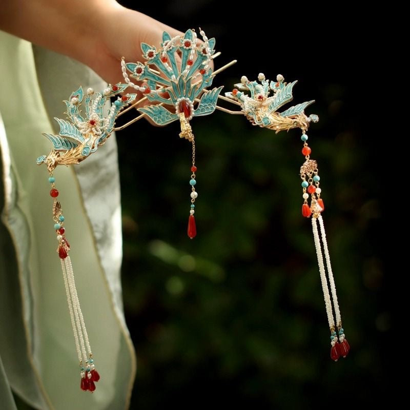 Phoenix Hair Stick for Hanfu | Gold-Tone Hairpin