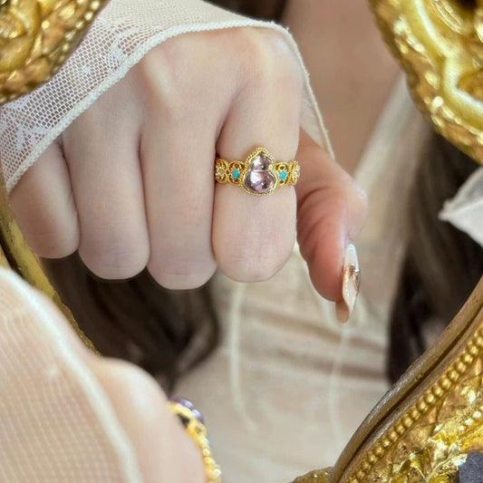 Purple Gourd Ring for Women | Adjustable Chinese Gourd Ring