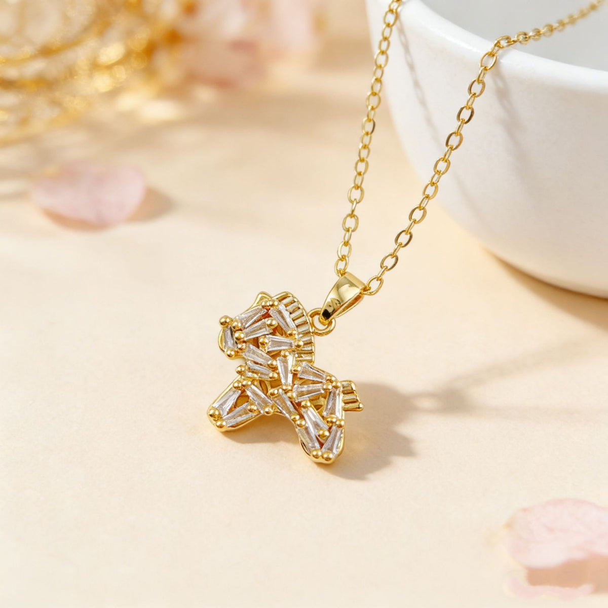Rainbow Horse Pendant Necklace | Cubic Zirconia Lucky Horse