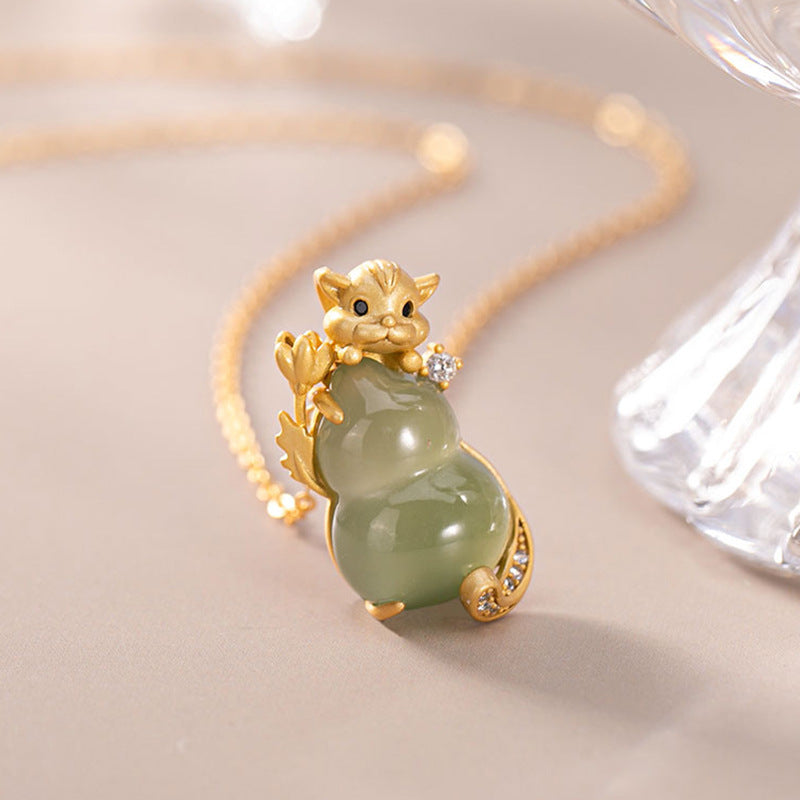 Rat Jade Gourd Pendant Necklace | Chinese Zodiac Jewelry