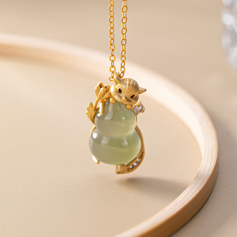 Rat Jade Gourd Pendant Necklace | Chinese Zodiac Jewelry