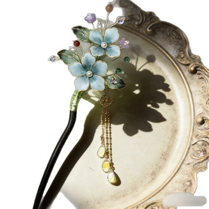 Handmade Sandalwood Hair Stick with Flower