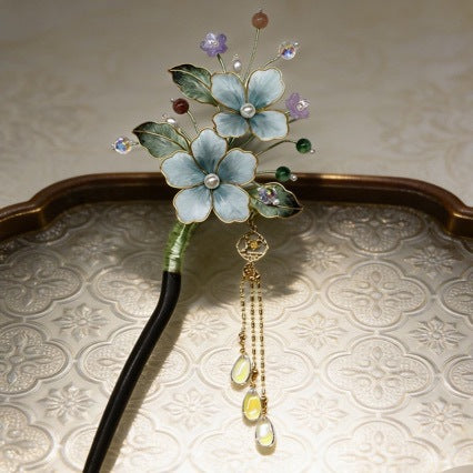 Handmade Sandalwood Hair Stick with Flower