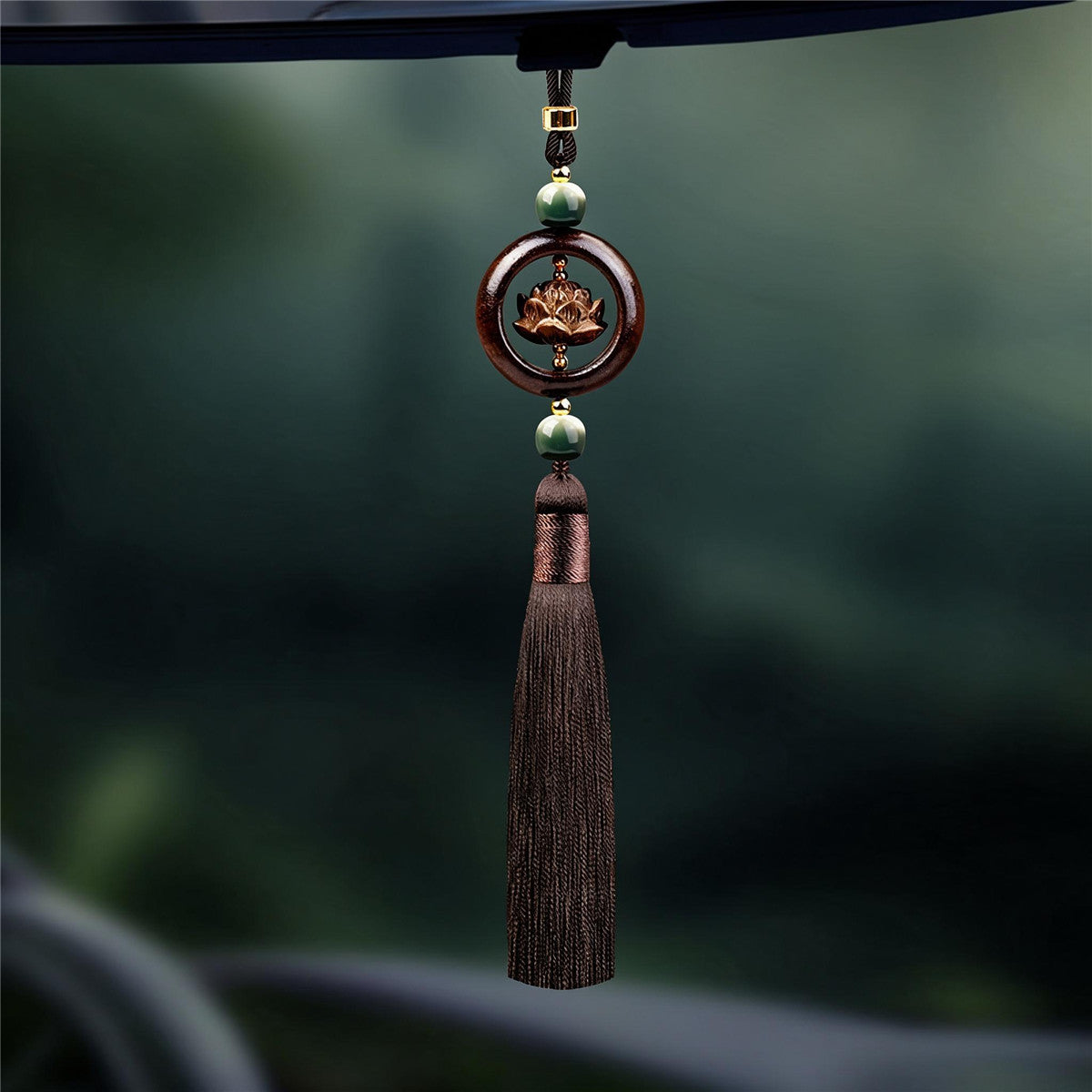 Sandalwood Lotus Peace Buckle Necklace | Chinese Ping An Kou Pendant