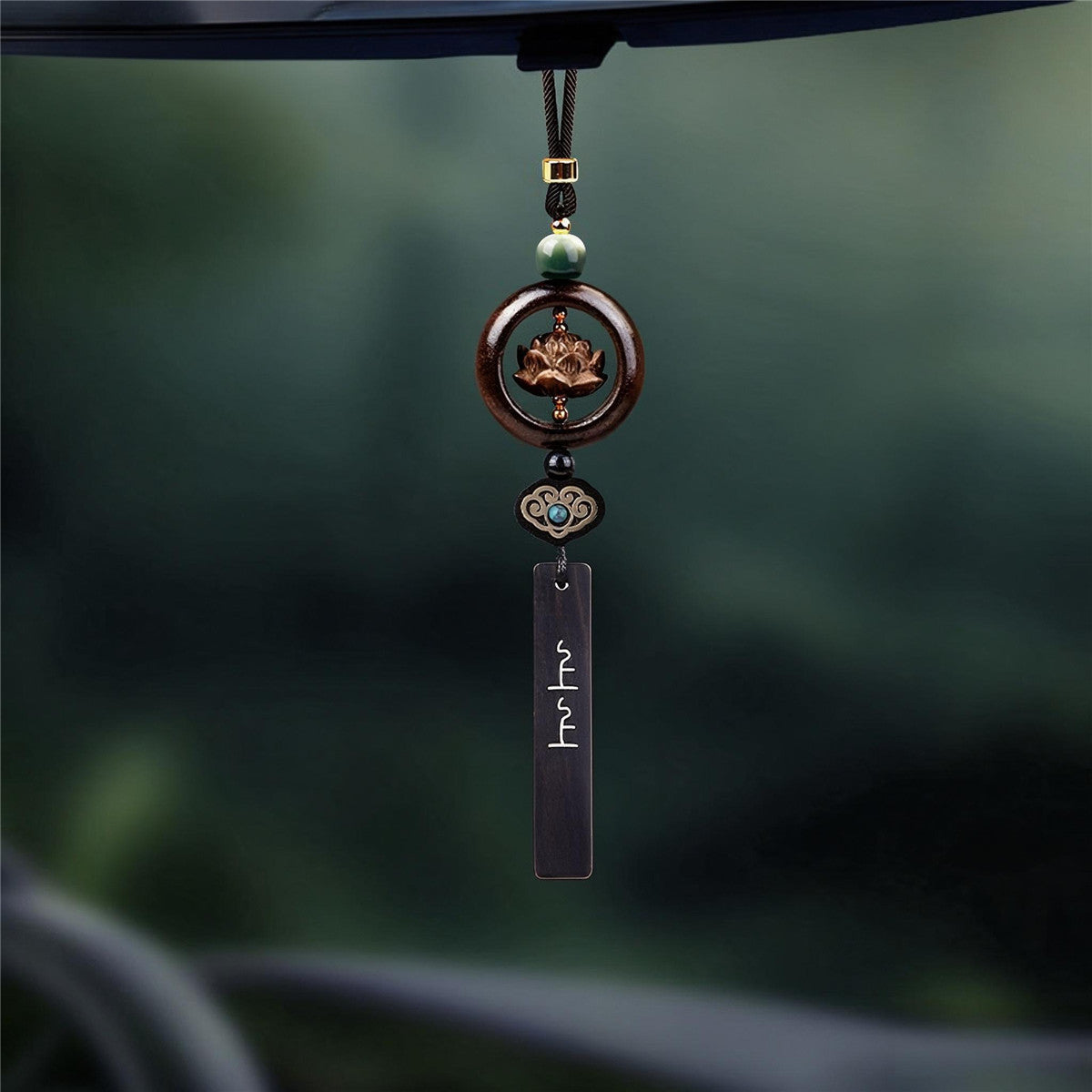 Sandalwood Lotus Peace Buckle Necklace | Chinese Ping An Kou Pendant