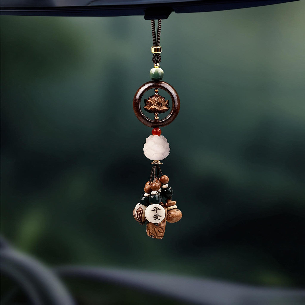 Sandalwood Lotus Peace Buckle Necklace | Chinese Ping An Kou Pendant