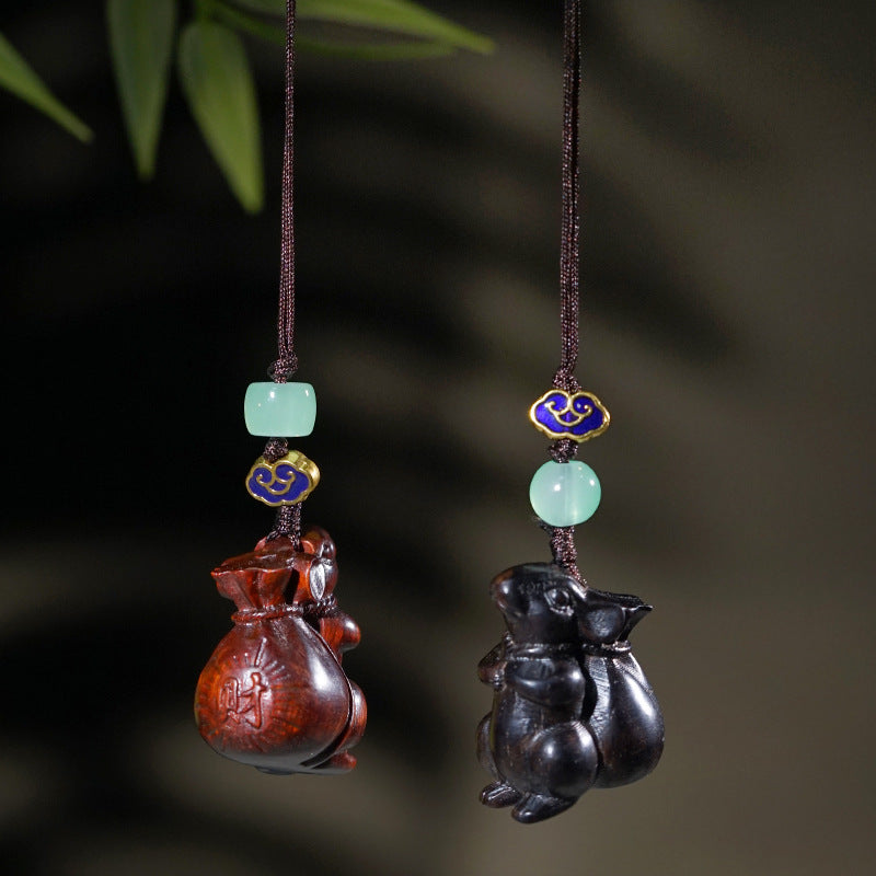Sandalwood Rat Keychain | Chinese Zodiac Wealth Charm