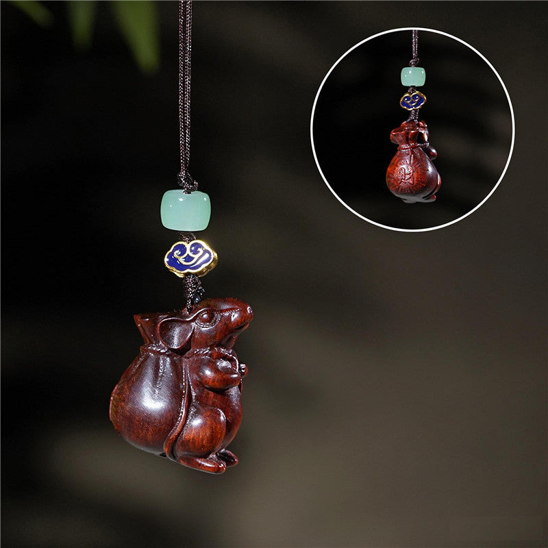 Sandalwood Rat Keychain | Chinese Zodiac Wealth Charm
