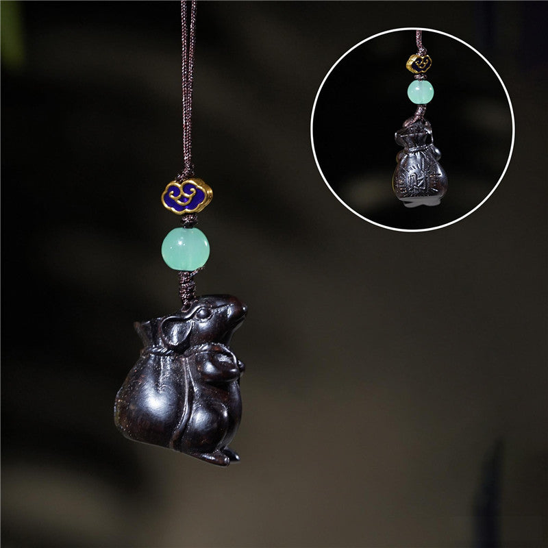 Sandalwood Rat Keychain | Chinese Zodiac Wealth Charm