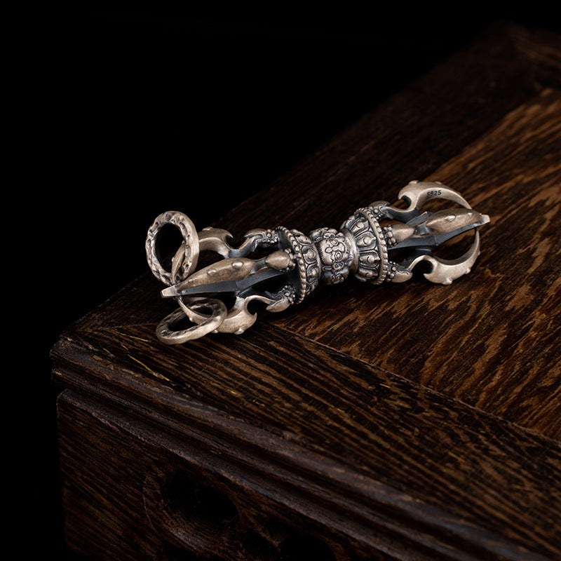 Sterling Silver Vajra Pendant – Antique Dorje Charm