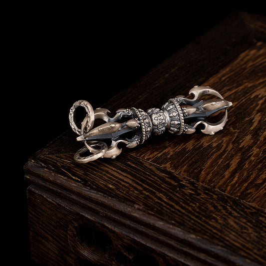 Sterling Silver Vajra Pendant – Antique Dorje Charm