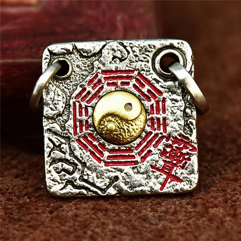 Taoist Bagua Amulet Pendant with Turquoise | Vintage-Inspired Shan Gui Charm