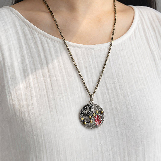Taoist Bagua Pendant Necklace with Tai Chi & Seven Stars