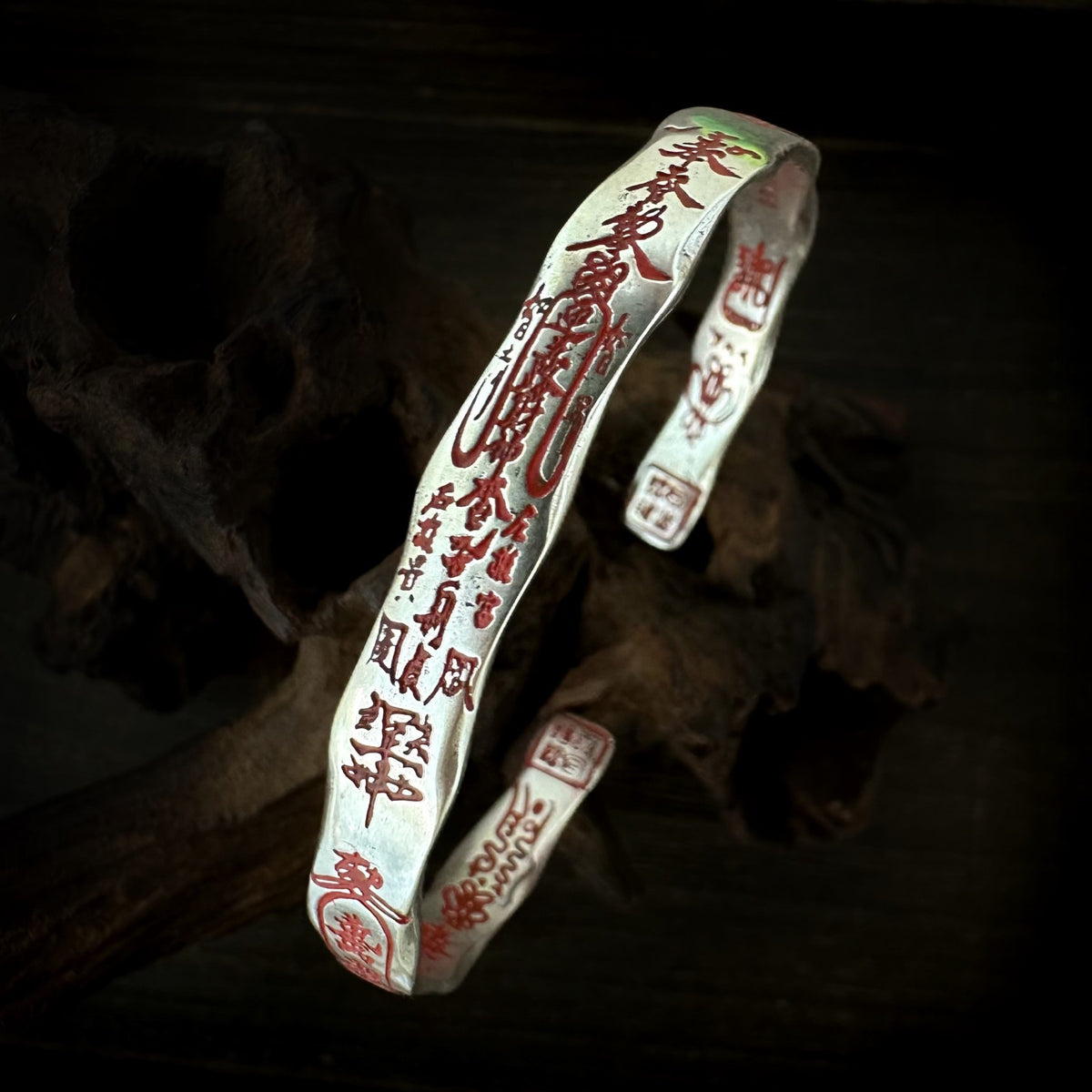 Taoist Five Wealth Gods Cuff Bracelet - 925 Sterling Silver