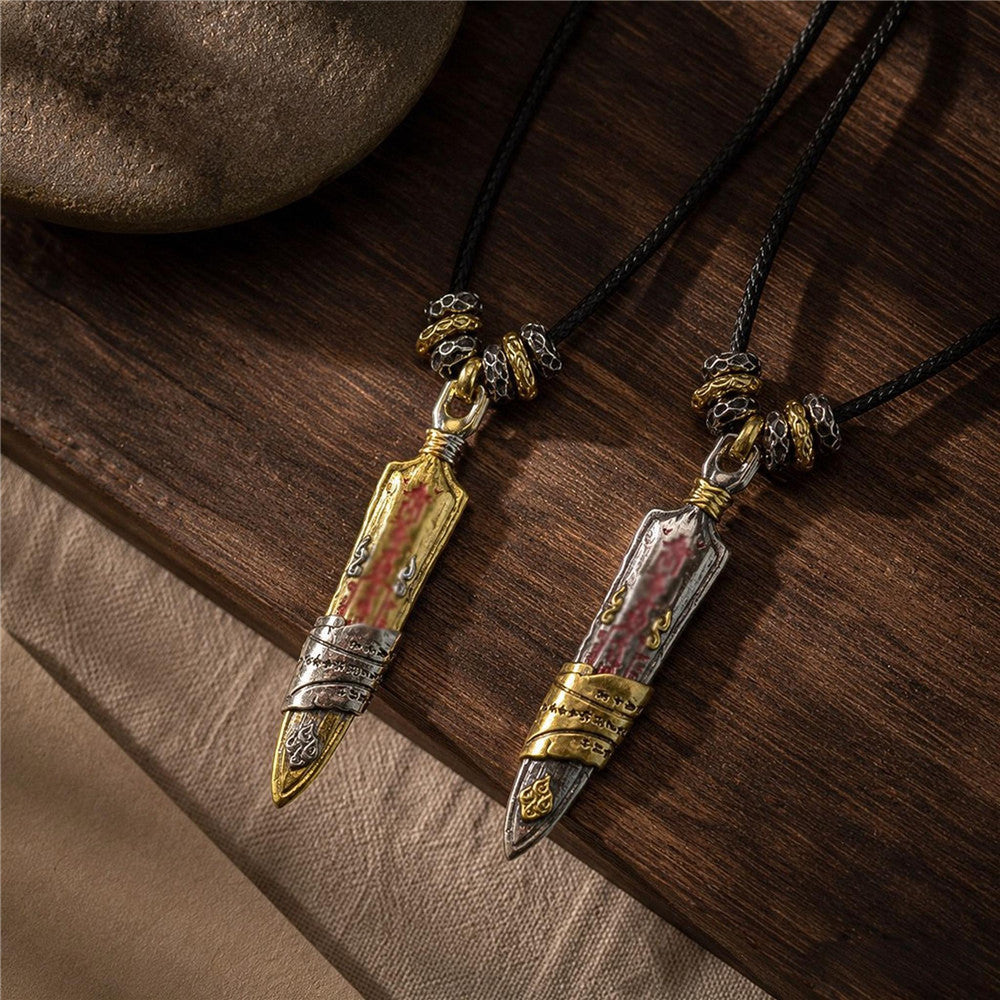 Taoist Sword Talisman Pendant | Vintage Chinese Protection Amulet
