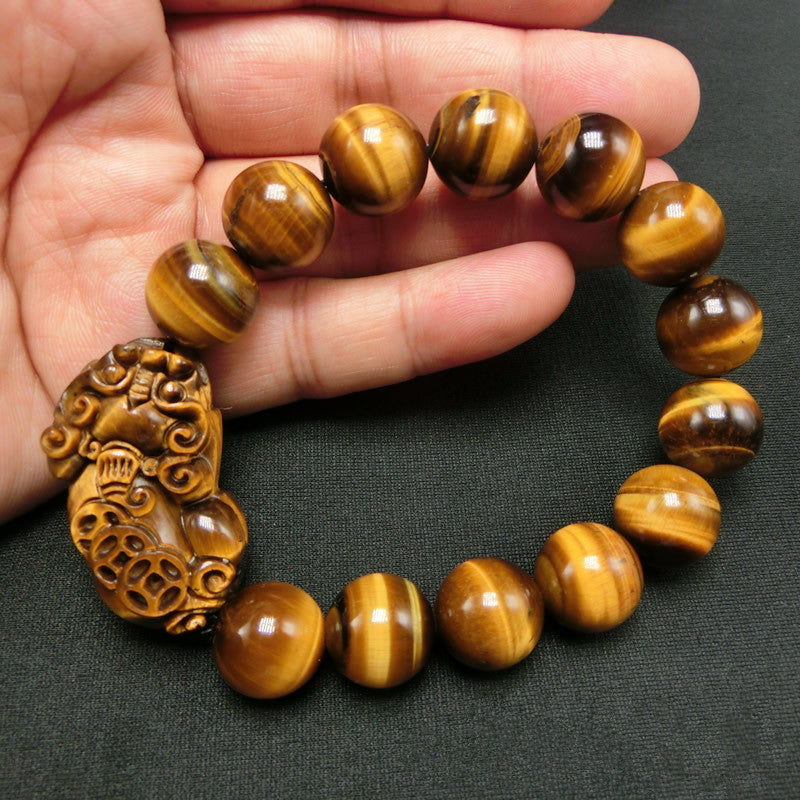 Natural Tiger Eye PiXiu Bracelet | Feng Shui Wealth Jewelry