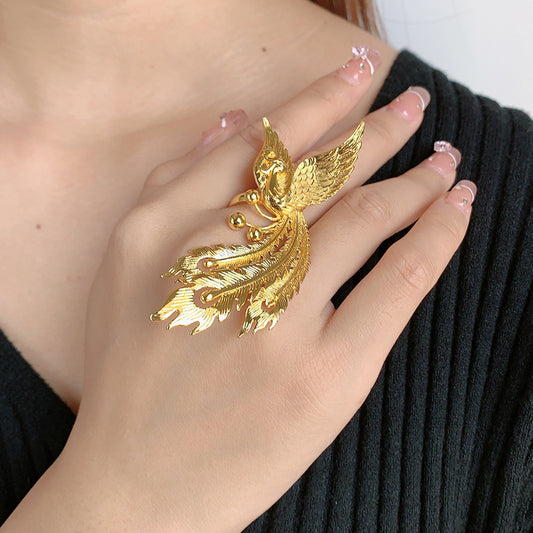 Vintage Phoenix Ring | Chinese Gold Ring with Adjustable Fit