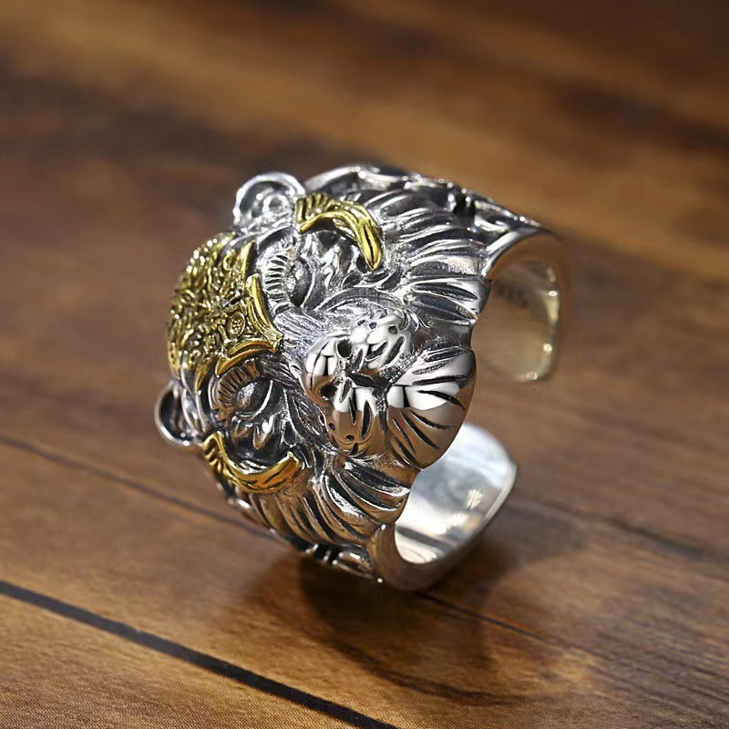 Vintage Tiger Head Ring | Adjustable Brass Statement Ring
