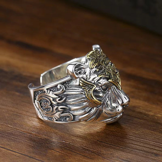 Vintage Tiger Head Ring | Adjustable Brass Statement Ring