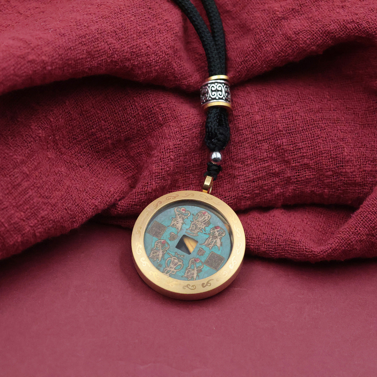 Wufu Caishen Ancient Coin Pendant | Chinese Wealth God Lucky Charm