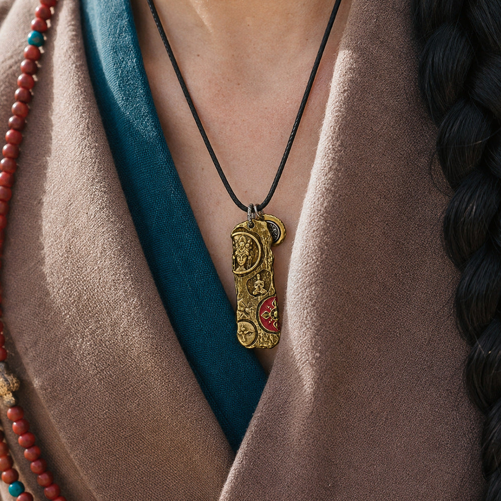 Zakiram Pendant Necklace – Tibetan Dual-Panel Amulet