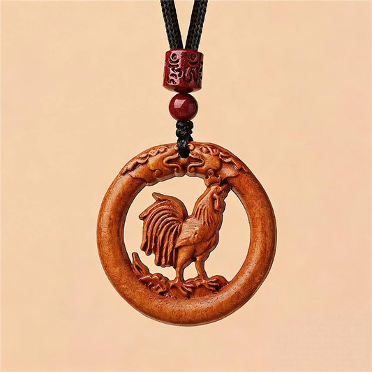 Zodiac Peachwood Pendant – Protective Amulet Necklace