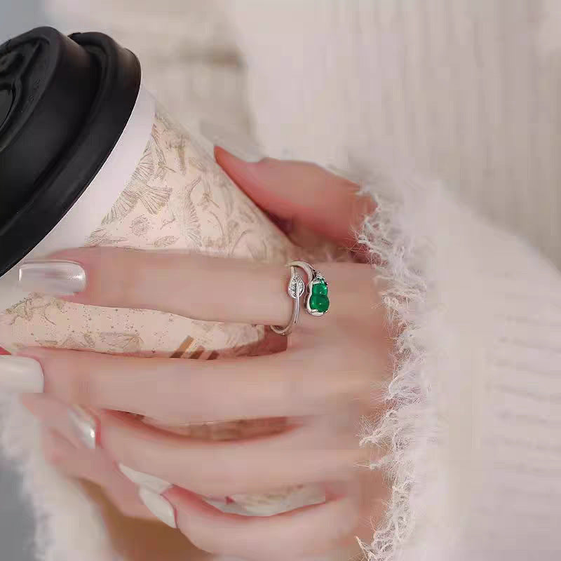 Adjustable Zircon Gourd Ring | Chinese Lucky Hulu Ring