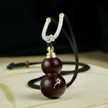 African Padauk Wood Gourd Pendant | Chinese Hulu Lucky Charm
