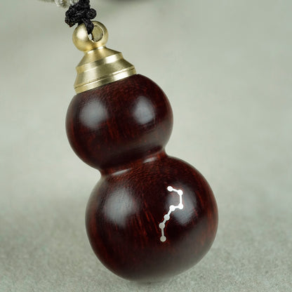 African Padauk Wood Gourd Pendant | Chinese Hulu Lucky Charm